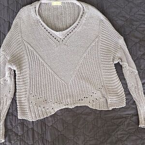 Altar'd State V-Neck Sweater - Light Gray